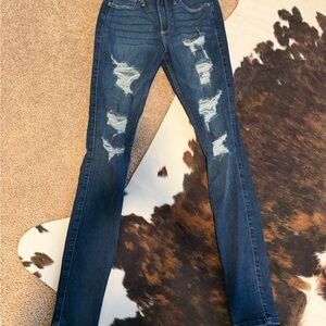 Hollister Dark Blue Distressed Flare Jeans